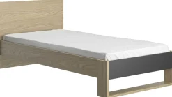 Einzelbett Nael - 90x190cm - Eiche Dekor/schwarz