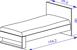 Einzelbett Nael - 90x190cm - Eiche Dekor/schwarz
