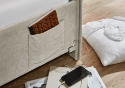 Einzelbett Ollie | Mit Rückenlehne | 120 x 200 cm | Beige Design