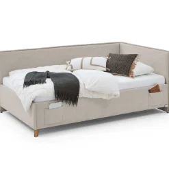 Einzelbett Ollie | Mit Rückenlehne | 120 x 200 cm | Beige Design