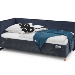 Einzelbett Ollie | Mit Rückenlehne | 120 x 200 cm | Dunkelblaues Design