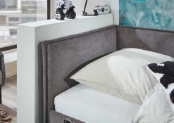 Einzelbett Ollie | Mit Rückenlehne | 120 x 200 cm | Design Grau