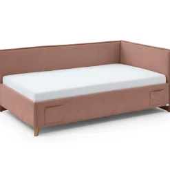 Einzelbett Ollie | Mit Rückenlehne | 90 x 200 cm | Rosa Design