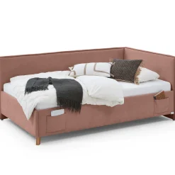 Einzelbett Ollie | Mit Rückenlehne | 90 x 200 cm | Rosa Design
