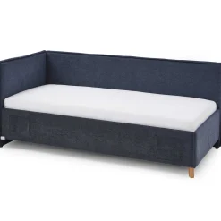 Einzelbett Ollie | Mit Rückenlehne | 90 x 200 cm | Dunkelblaues Design