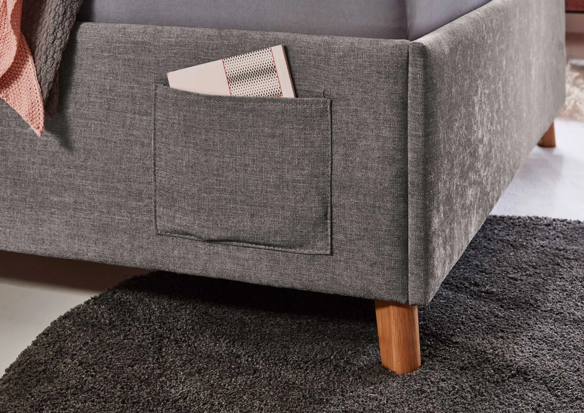 Einzelbett Ollie | 120 x 200 cm | Design Grau