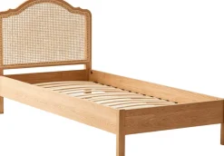 Einzelbett Prestige - 90x200cm - mit Lattenrost - Eichenholz/Rattan