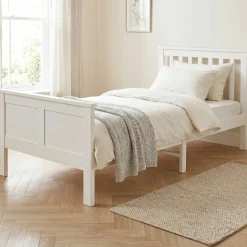 Einzelbett Rover - 90x200cm - massivem Kiefernholz - weiß