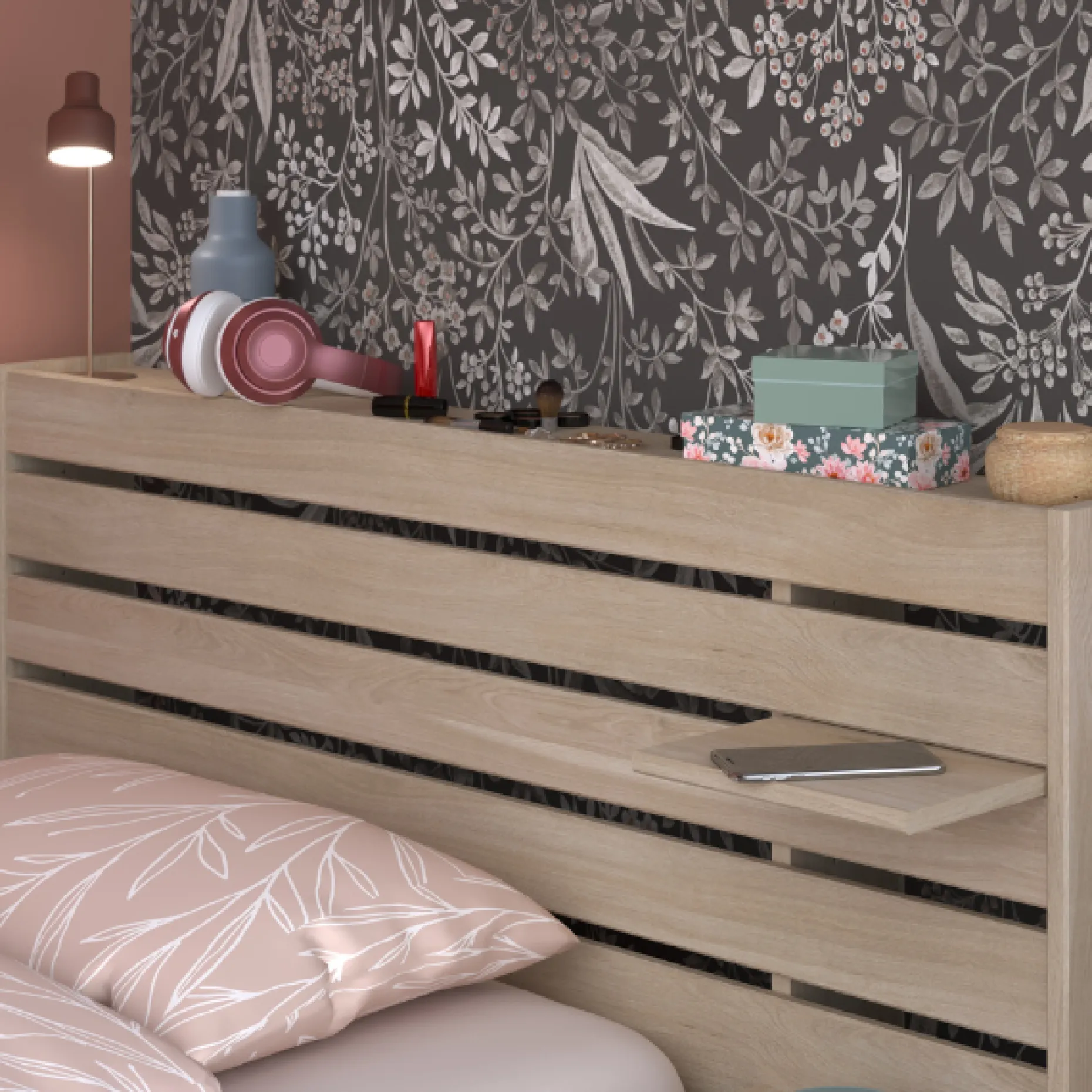 Einzelbett Tokio 90x200cm-Eiche Dekor
