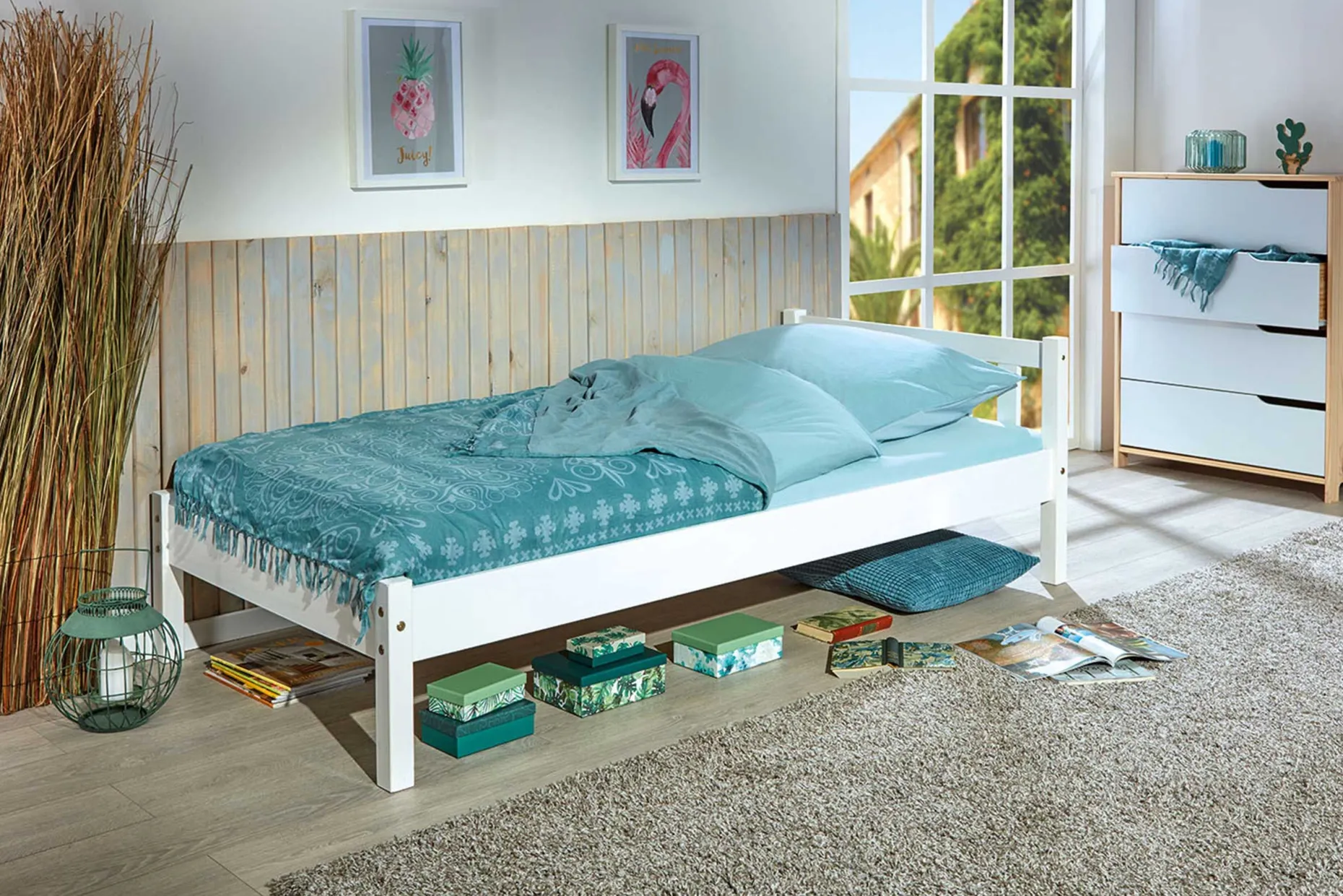 Einzelbett Vilmar massivholz - weiß