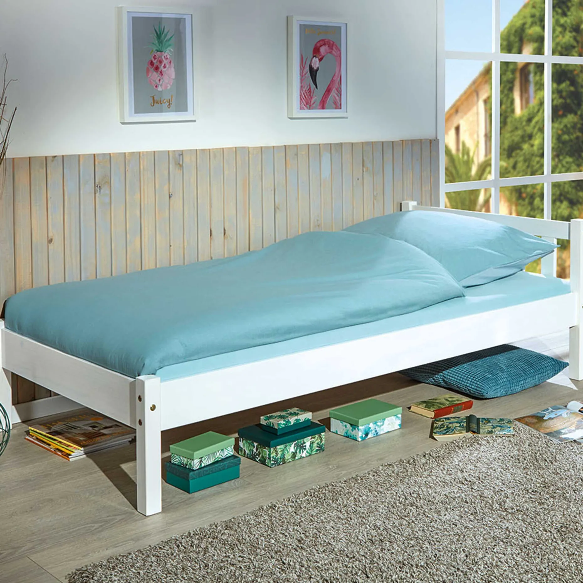 Einzelbett Vilmar massivholz - weiß