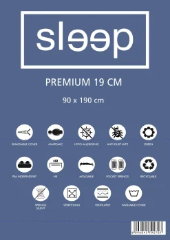 Einzelmatratze Premium Plus 90x190x19cm - Taschenfederkern