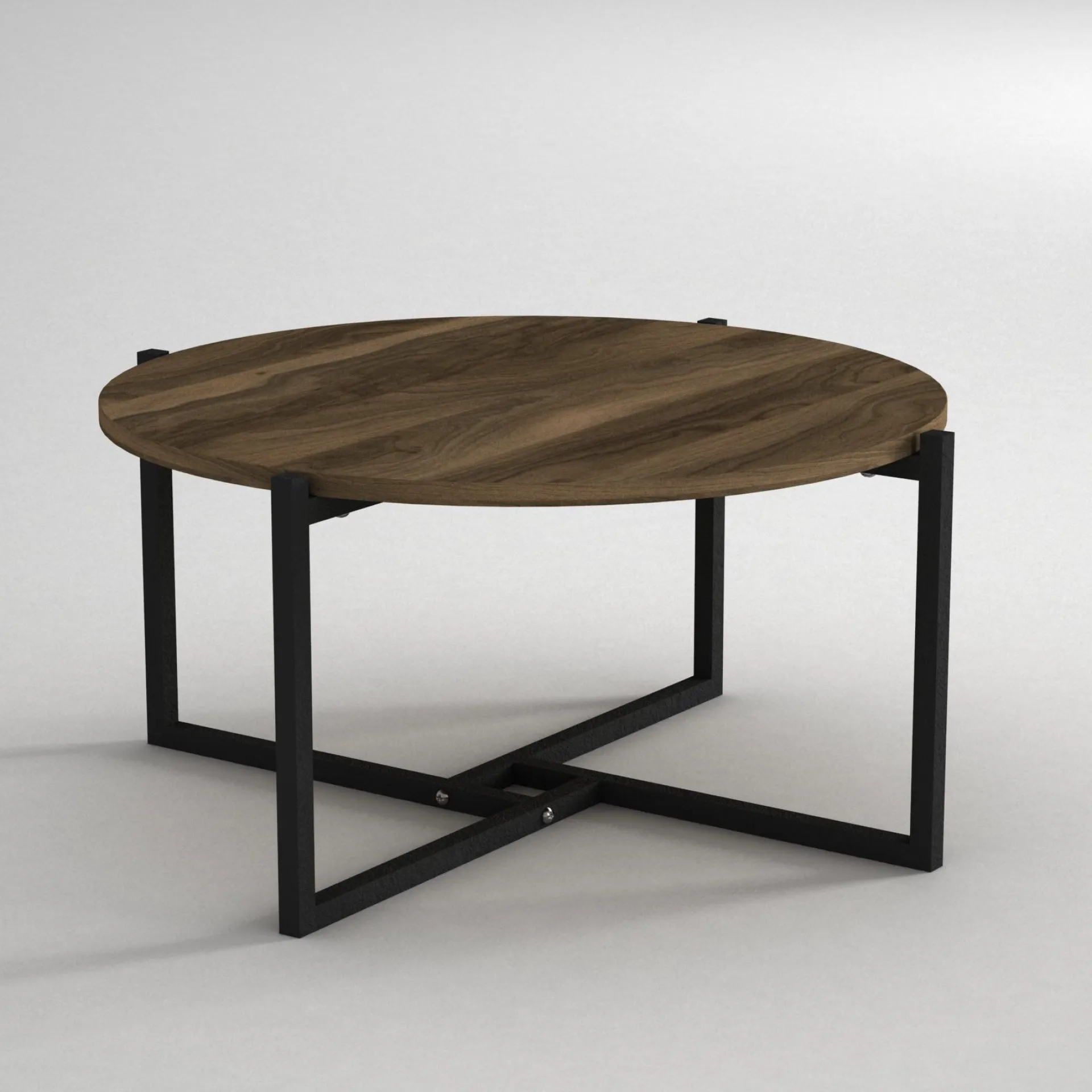 Emob Eleganter Couchtisch aus Nussbaumholz | 100% Melaminbeschichtung | Metallgestell