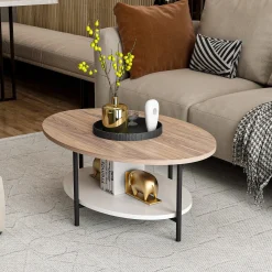 Emob Elis Couchtisch | 100 % MELAMIN | Eiche, Weiß