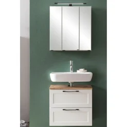 Held Ensemble de salle de bain Meran | Meuble lavabo, armoire de toilette avec éclairage | Blanc