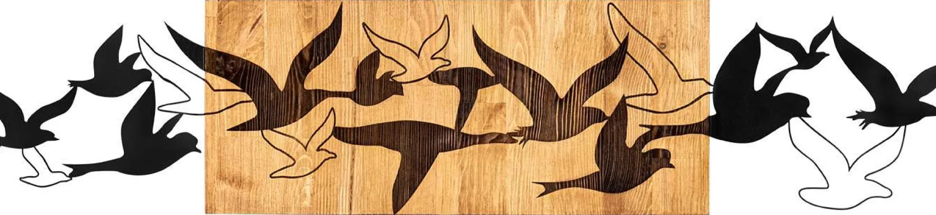 Emob Enzo Dekoratives Wandaccessoire aus Holz | Holzrahmen | 111 x 25 cm