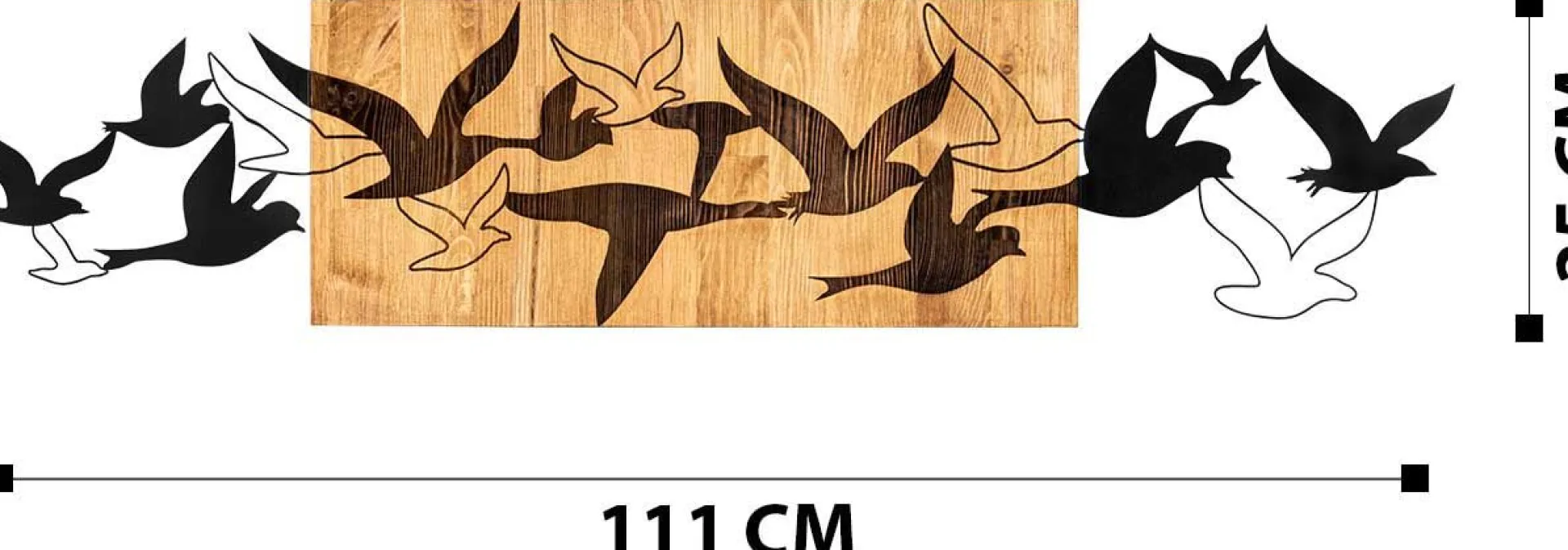 Emob Enzo Dekoratives Wandaccessoire aus Holz | Holzrahmen | 111 x 25 cm