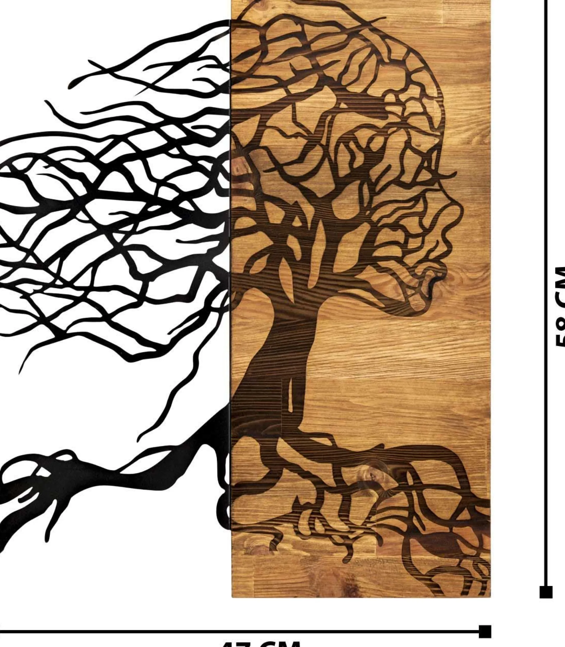 Emob Enzo Dekoratives Wandaccessoire aus Holz | Holzrahmen | 47 x 58 cm