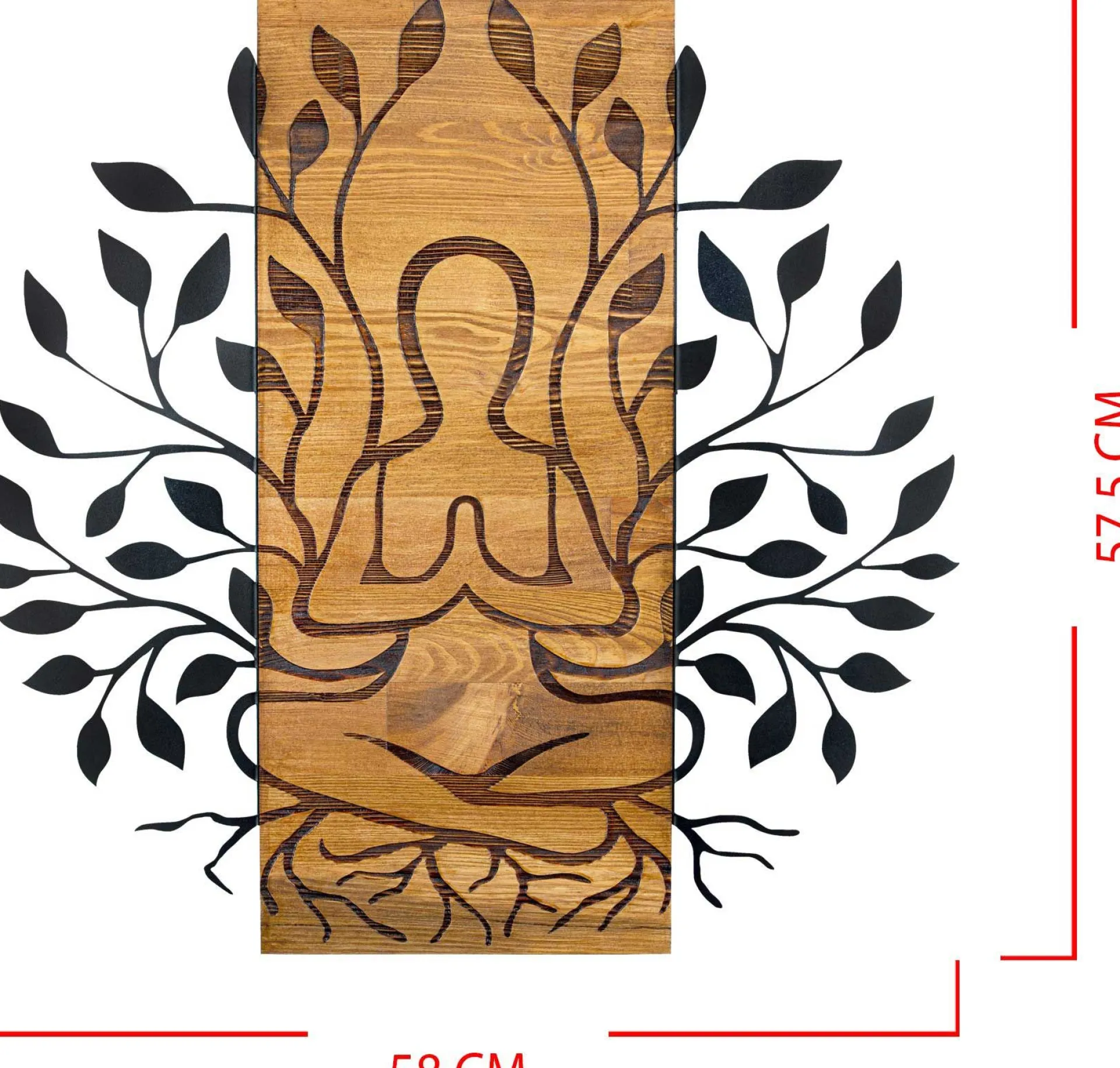 Emob Enzo Dekoratives Wandaccessoire aus Holz | Holzrahmen | 58 x 57,5 cm