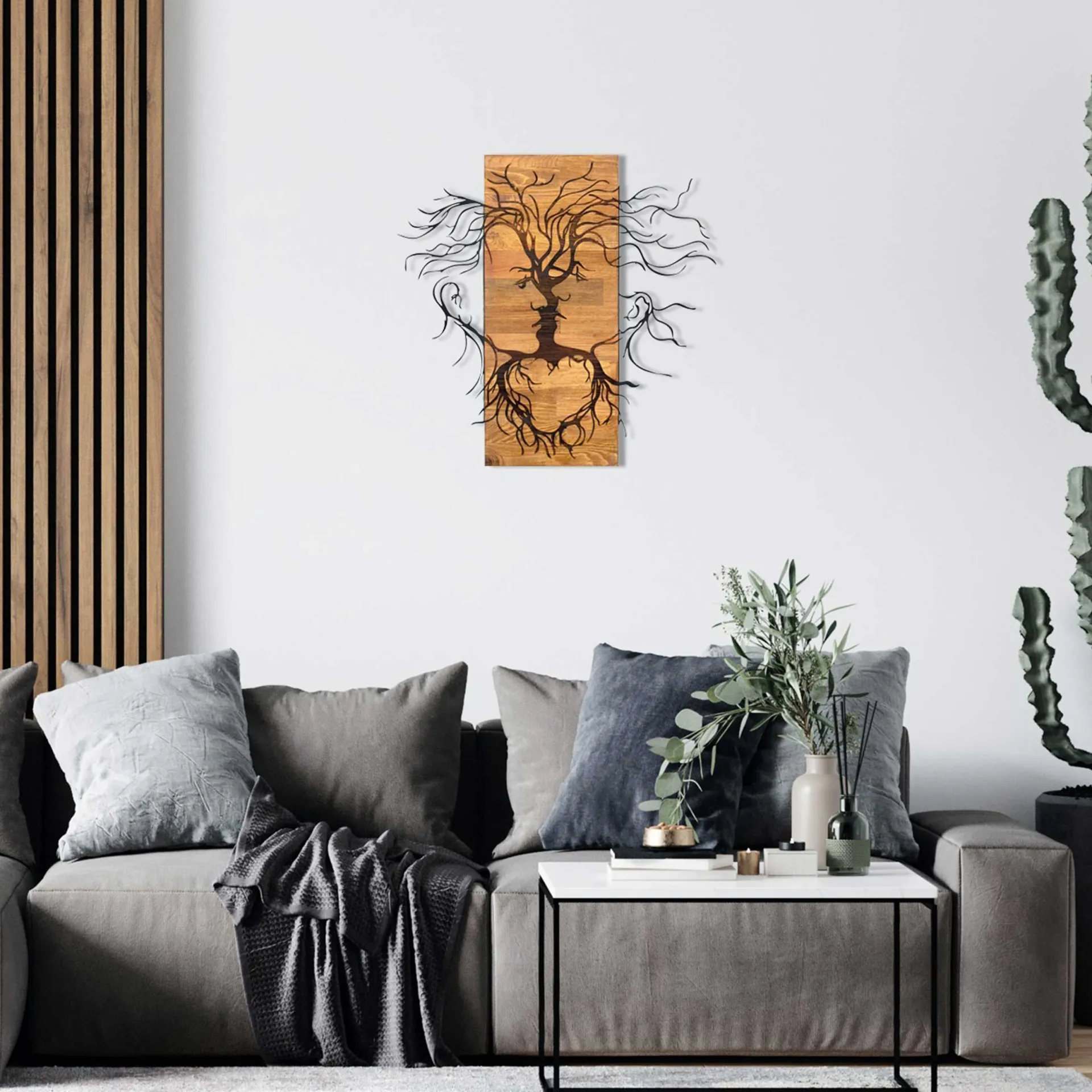 Emob Enzo Dekoratives Wandaccessoire aus Holz | Holzrahmen | 60 x 57,5 cm