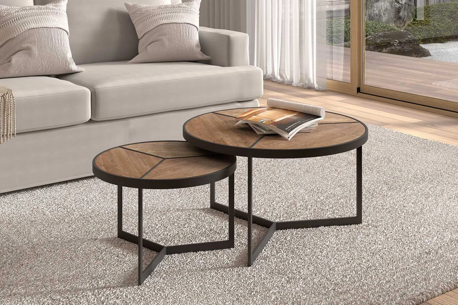 Rousseau 2er-Set Beistelltische Arya - mango/metal