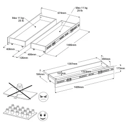 2er Set Bettschubkästen Fabric