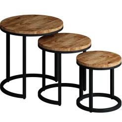 Rousseau 3er-Set Couchtische Amana Ø 45 cm-Magnolienholz