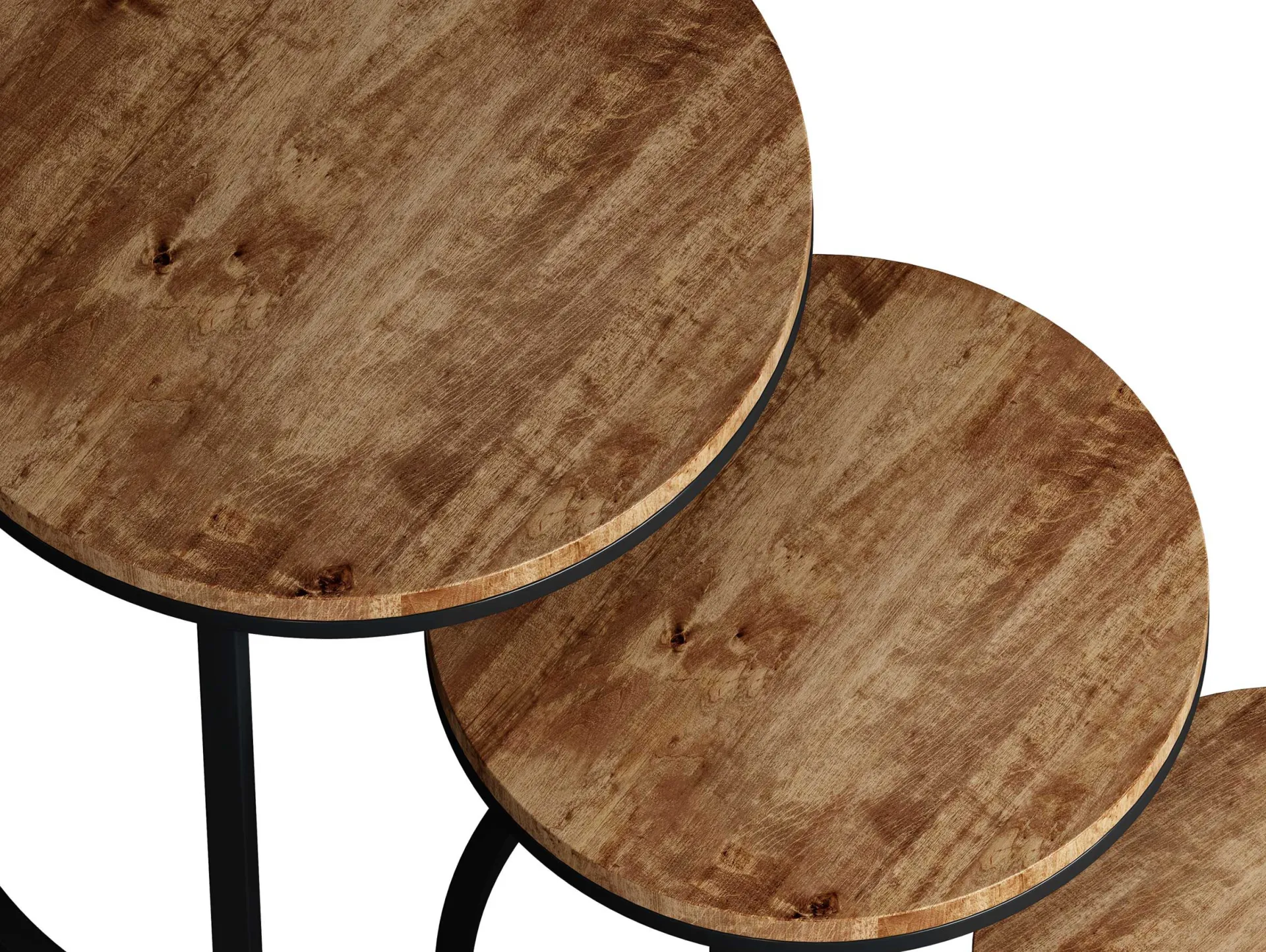 Rousseau 3er-Set Couchtische Amana Ø 45 cm-Magnolienholz