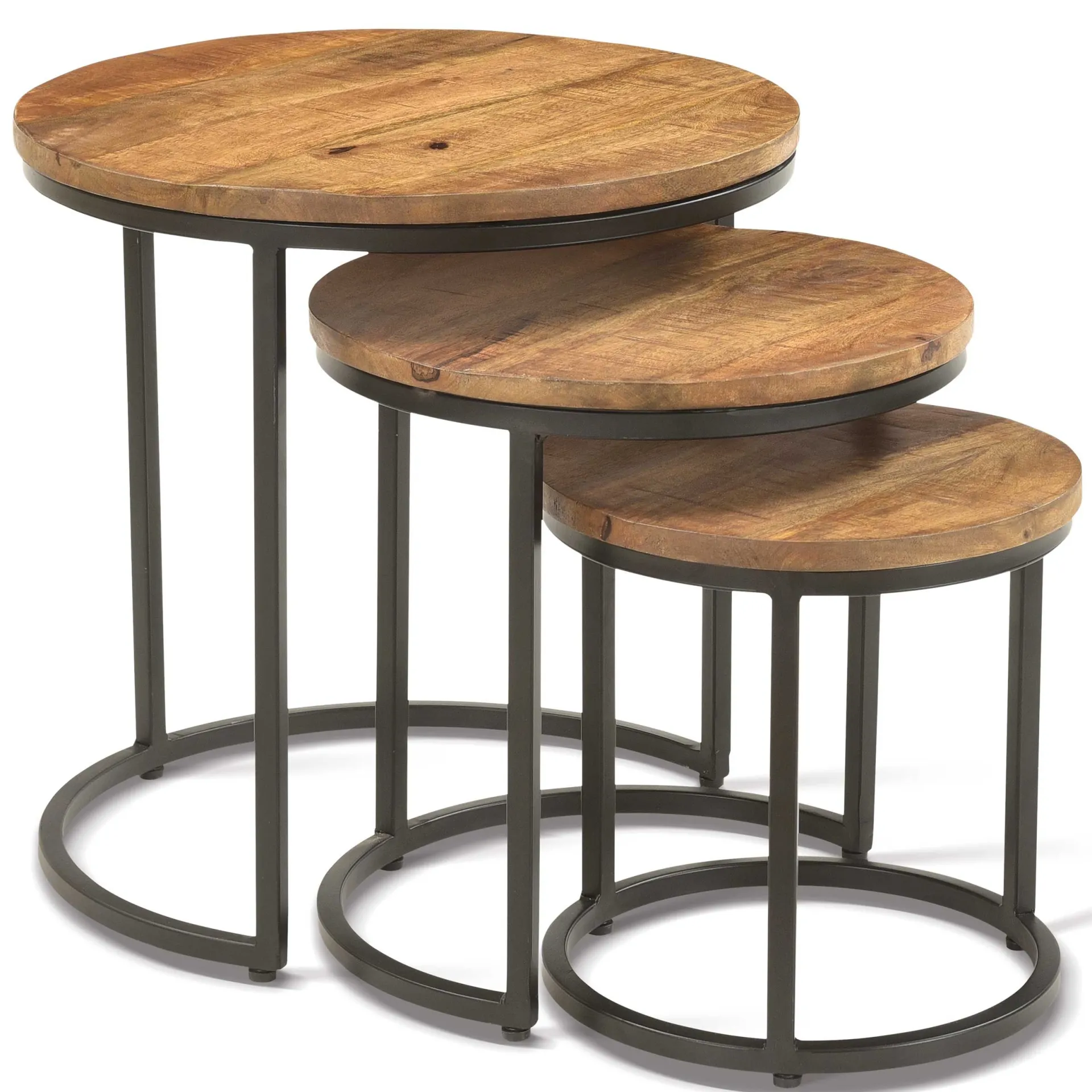 Rousseau 3er-Set Couchtische Amana Ø 45 cm-Magnolienholz