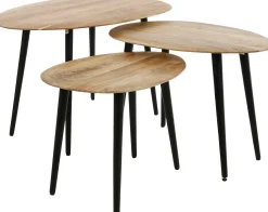Emob 3er-Set Couchtische Auranne Akazie massiv