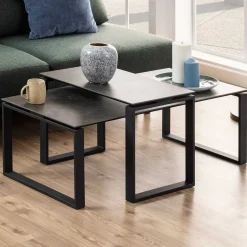Emob 2er-Set Nicola Couchtische mit Keramikplatte -