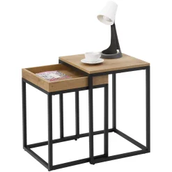 Vasagle 2er-Set quadratische Beistelltische Hanne 45x40 - mango/sch