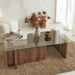 Emob Escape Couchtisch | GEHÄRTETES GLAS | Walnuss