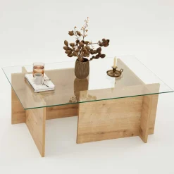 Emob Escape Couchtisch | GEHÄRTETES GLAS | Saphir-Eiche