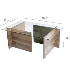 Emob Escape Couchtisch | GEHÄRTETES GLAS | Walnuss