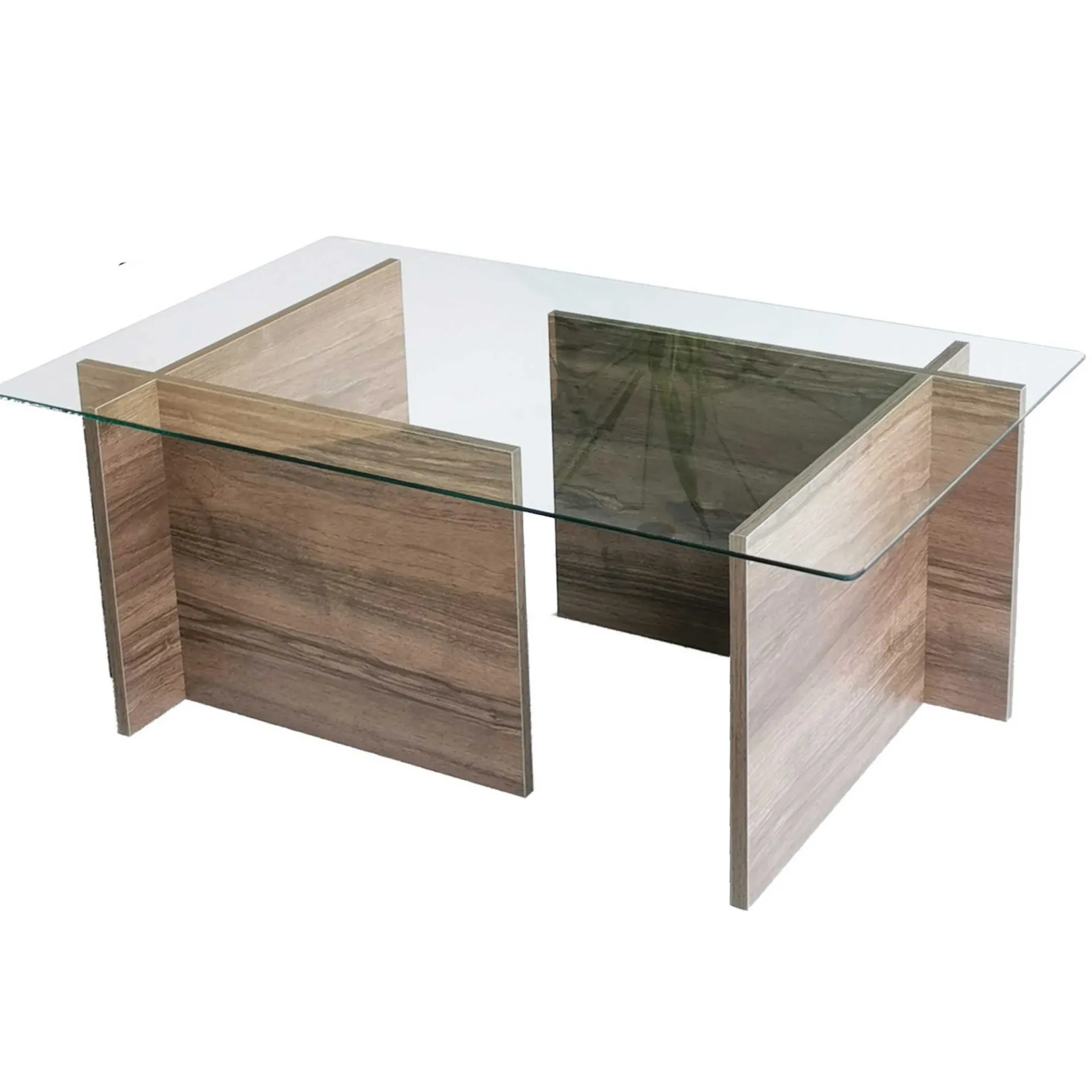 Emob Escape Couchtisch | GEHÄRTETES GLAS | Walnuss