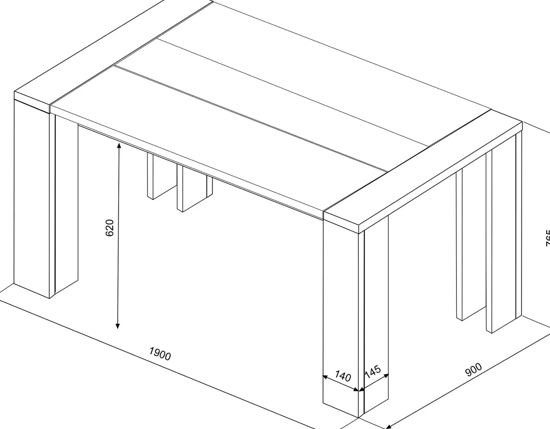 Trasman Esstisch Ares 90x190 - Eichendekor
