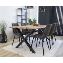 House Nordic Esstisch aus Eiche Natur mit gewellter Kante und Verlängerung