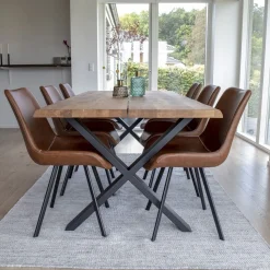 House Nordic Esstisch aus Eiche Natur mit gewellter Kante und Verlängerung
