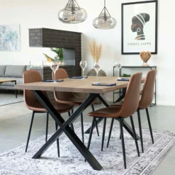 House Nordic Esstisch aus Eiche Natur mit gewellter Kante - 95x140 cm