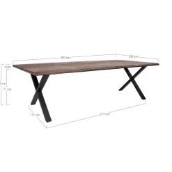 House Nordic Esstisch aus Eiche Natur mit gewellter Kante - 100x300x75 cm