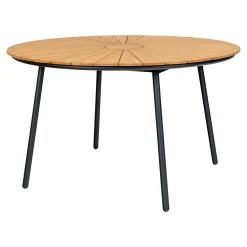 House Nordic Esstisch aus natürlichem Teakholz mit schwarzen Metallbeinen