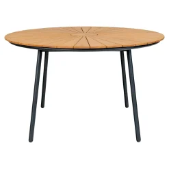 House Nordic Esstisch aus natürlichem Teakholz mit schwarzen Metallbeinen