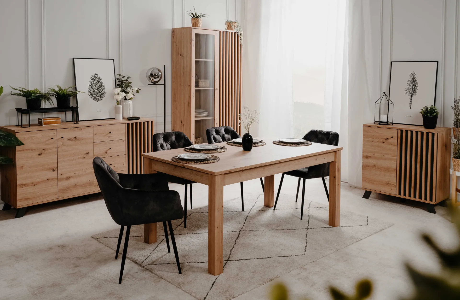 Finori Esstisch Breanna 160/215 x 90 cm-artisan Eiche