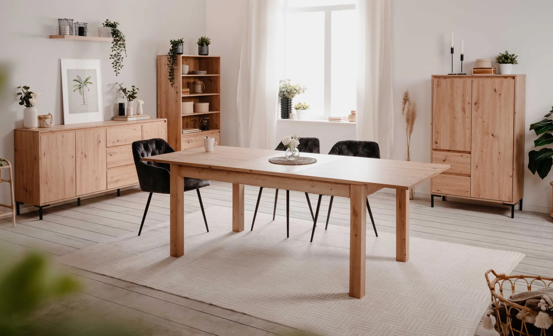 Finori Esstisch Breanna 160/215 x 90 cm-artisan Eiche