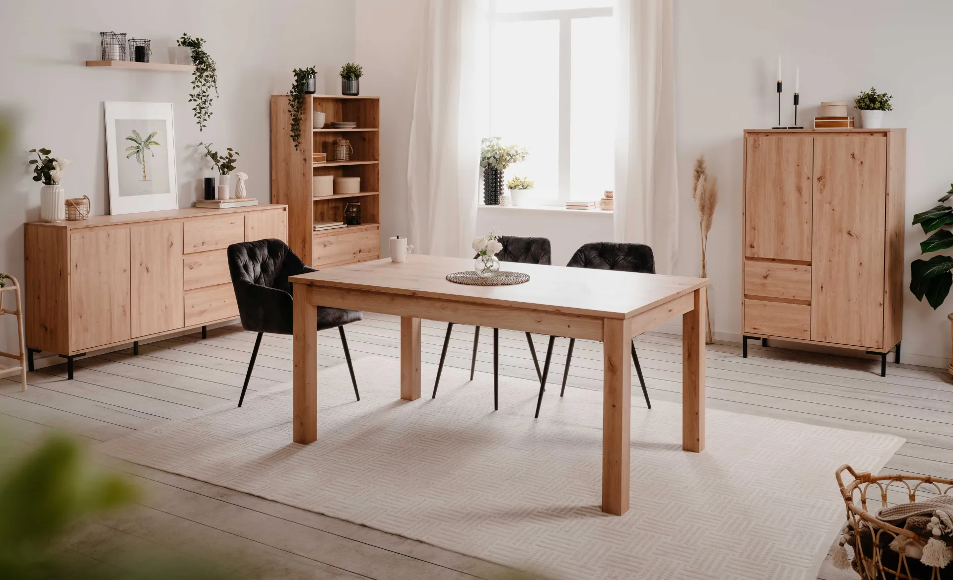Finori Esstisch Breanna 160/215 x 90 cm-artisan Eiche