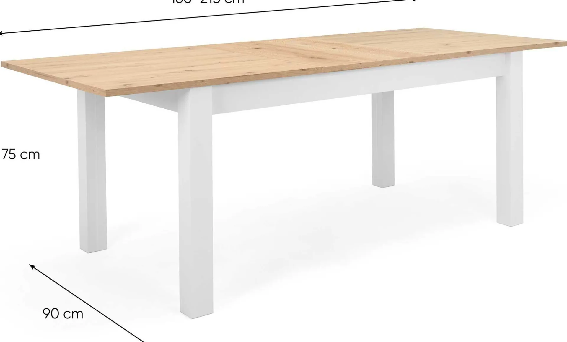 Finori Esstisch Breanna 160/215 x 90 cm-artisan Eiche