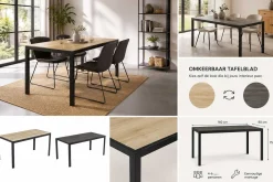 Poldimar Esstisch Colin | 80 x 160 x 75 cm | Wendeplatte | Oak-/Stone-design