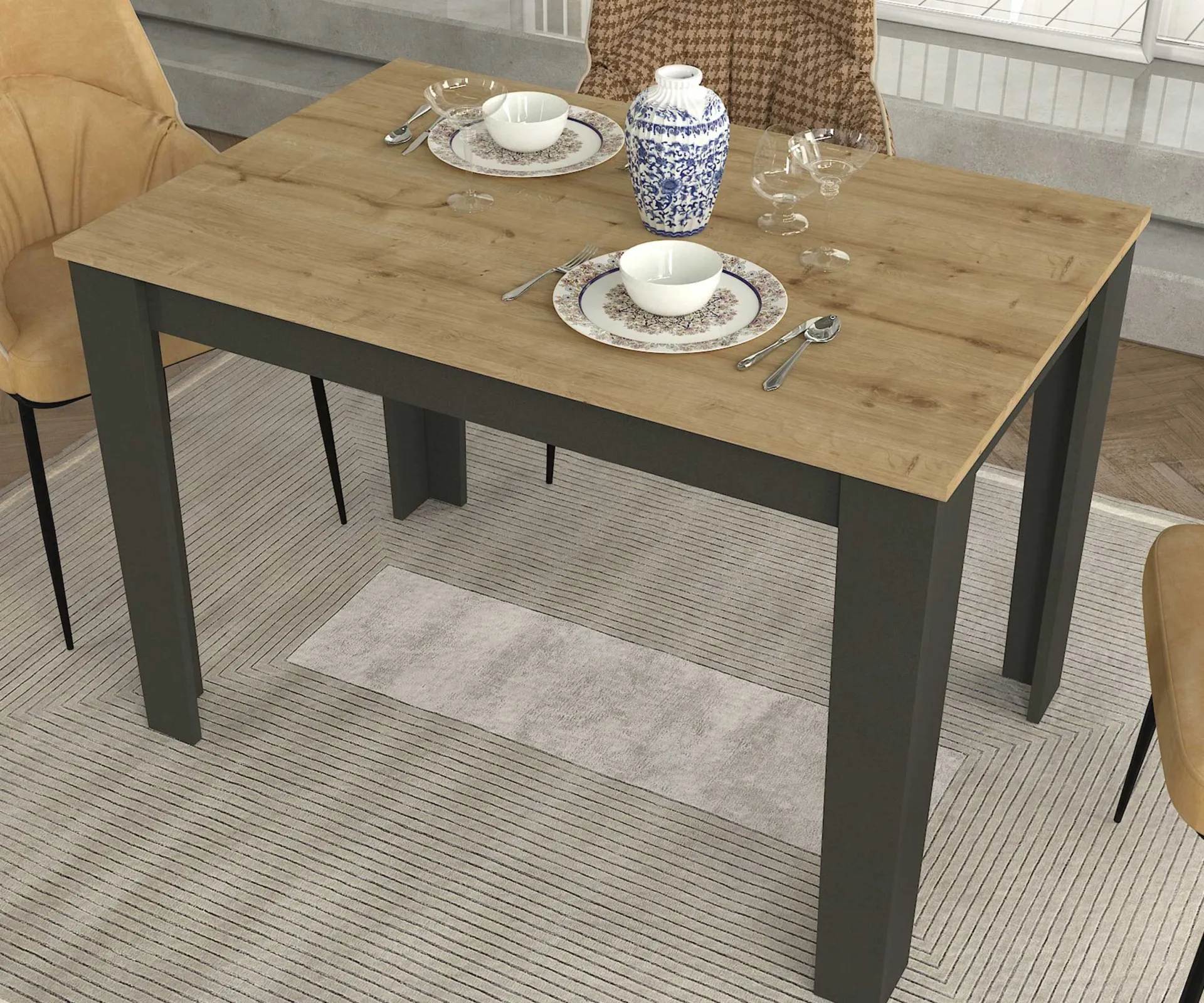 Emob Esstisch Darlen - 110x72x74cm - Eiche Dekor/