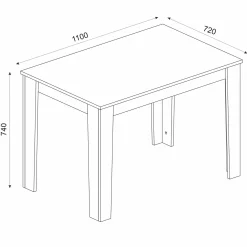 Emob Esstisch Darlen - 110x72x74cm - Eiche Dekor/Weiß